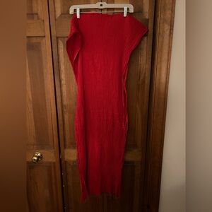 Crushed Red Orange Fringed Beaded Crushed Fabric Y2K Early 2000s Inspired Shawl